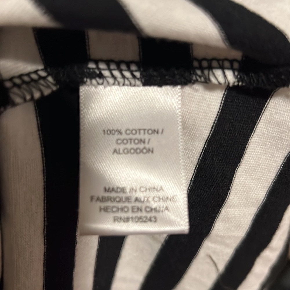 Bobeau Black & White Striped Crew Neck Shirt Dress Size Medium Nwot Cotton - Picture 5 of 5